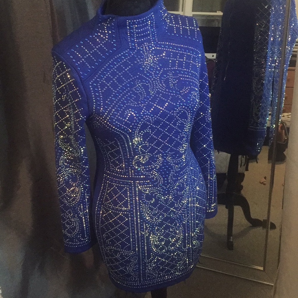 VaVaVoom studded long sleeve quilted dress.